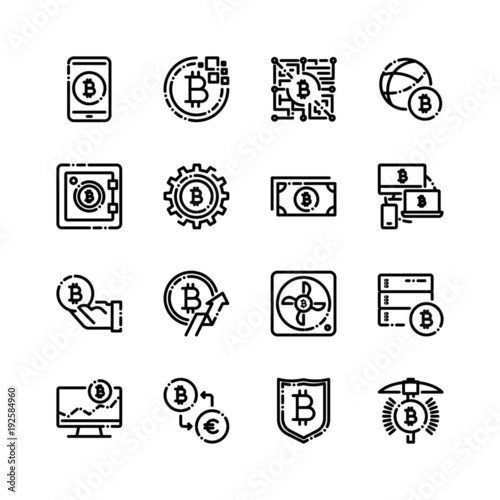 Digital currency icon set