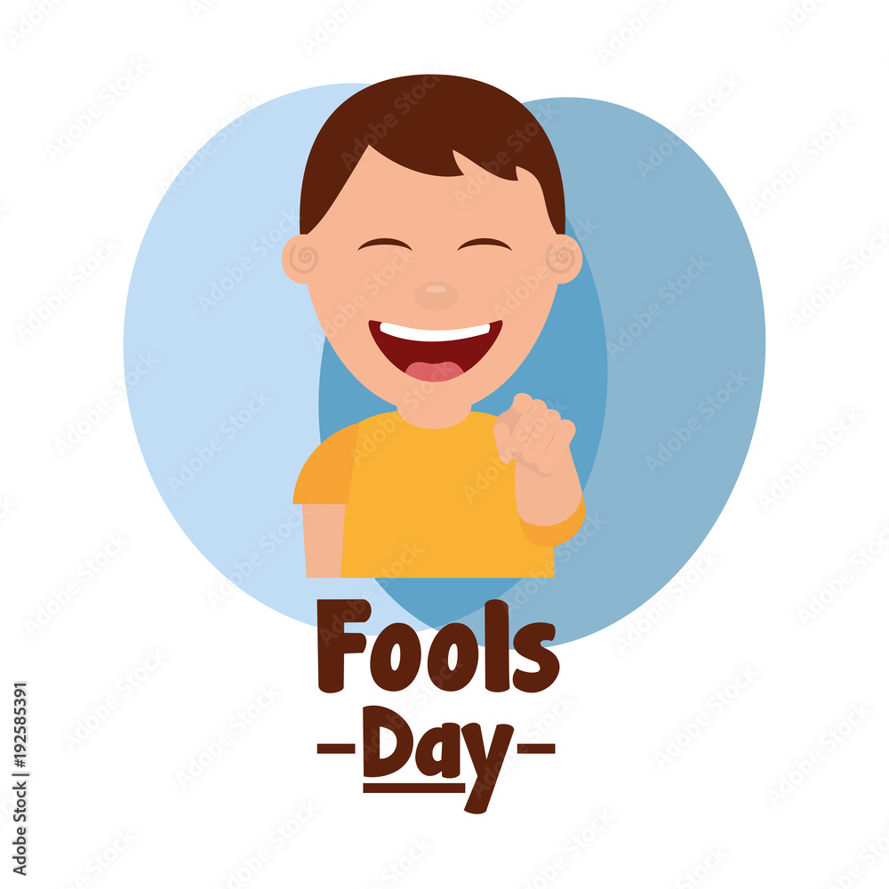 happy man smiling point finger fools day vector illustration