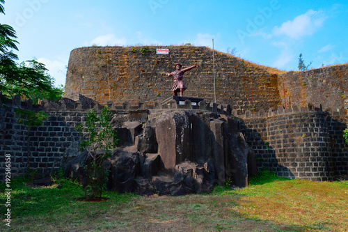 Statue of Shiva Kashid. Panhala Fort, Kolhapur, Maharashtra photo