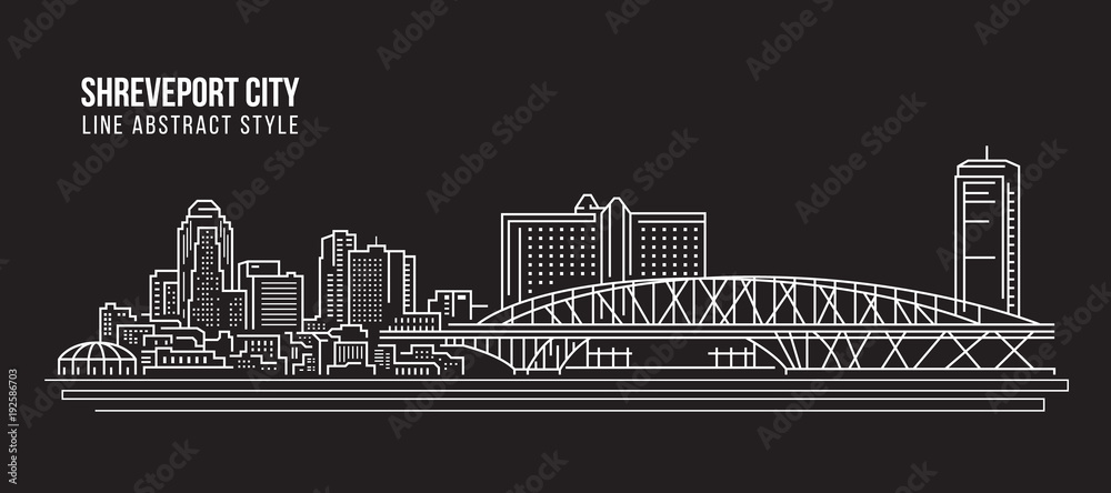 Cityscape Building Line art Vector Illustration design - Shreveport city