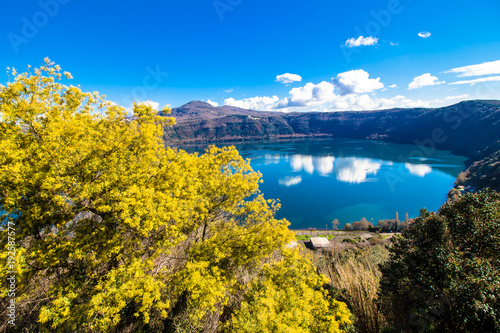 Lake Albano, a volcanic crater lake near Rome, Italy photo