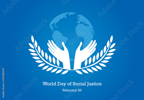 World Day of Social Justice vector. Hands with Earth. Silhouette of a hand with a laurel. Important day