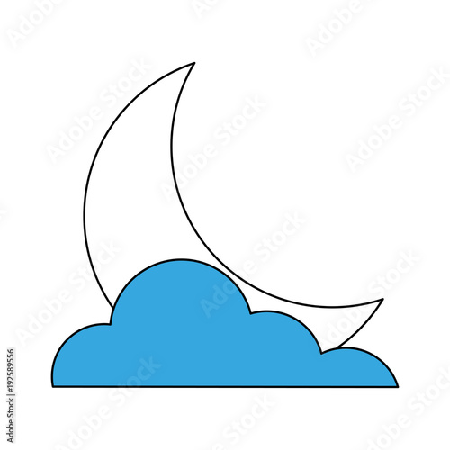 Moon with cloud icon vector illustration graphic design