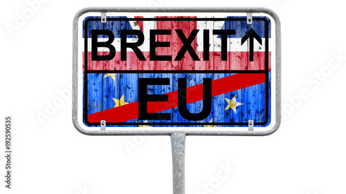 Brexit - Road Sign United Kingdom, European Union - Isolated On White Background © FotoIdee