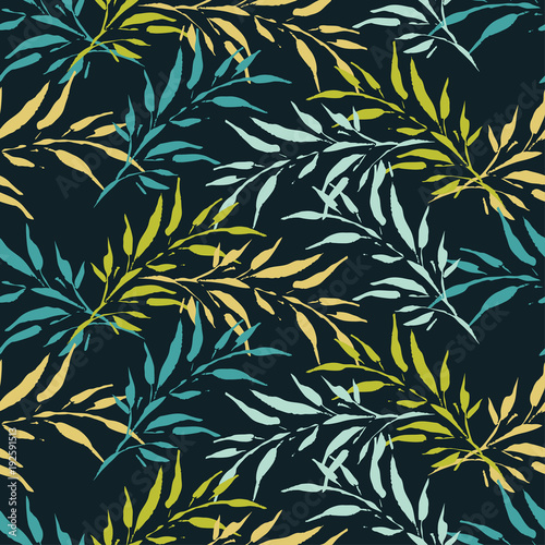 Chinese leaves. Seamless background with decorative leaves. Pattern with plants. Textile rapport.