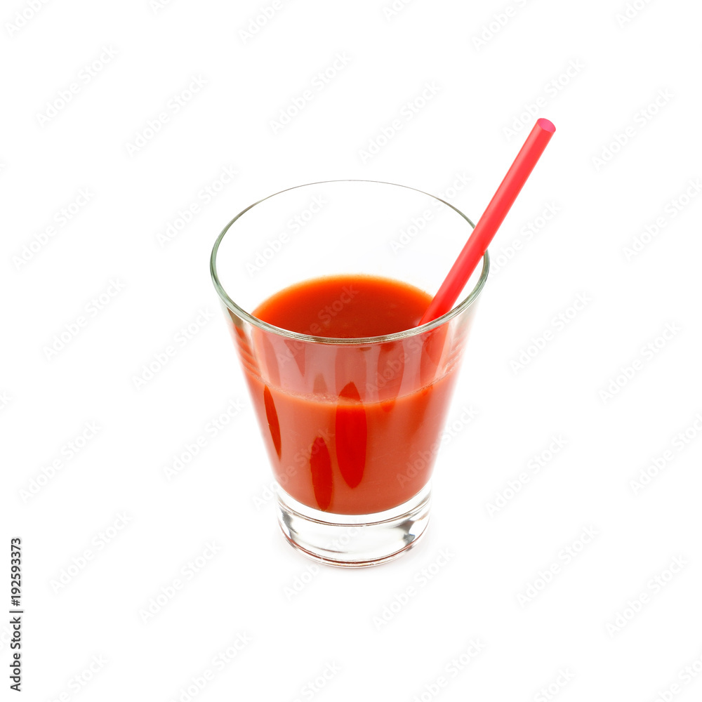 Tomato juice isolated on white background. Free space for text. Tomato juice isolated on white background. Free space for text.