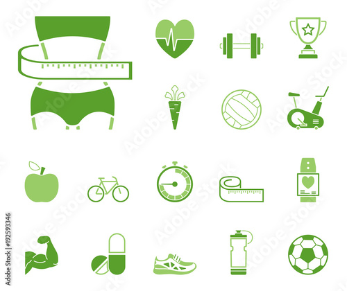 Sport, Fitness & Fun - Iconset (in Grün)