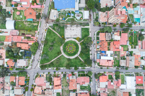 Aerial view of Salomon Klein Park in Cochabamba, Bolivia