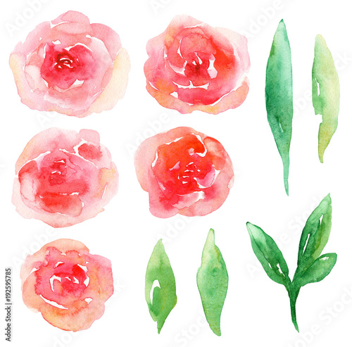 Red flowers clip art. Water...