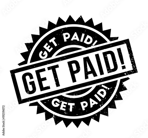 Get Paid rubber stamp. Grunge design with dust scratches. Effects can be easily removed for a clean, crisp look. Color is easily changed.