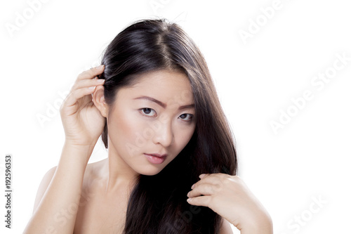 Pretty Japanese woman with beautiful long hair