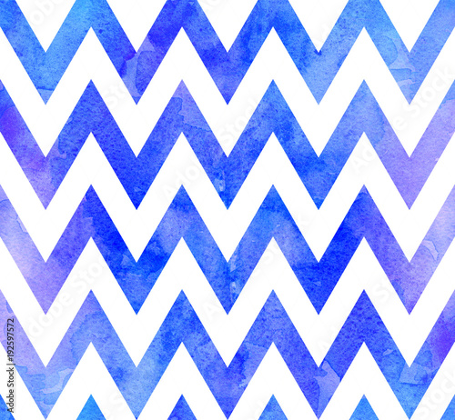 Watercolor blue chevron. Ge...
