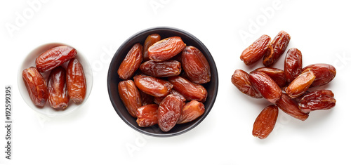 Pitted dates isolated on white from above photo