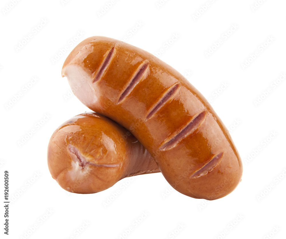 fried sausages isolated on white background fried sausages isolated on white background