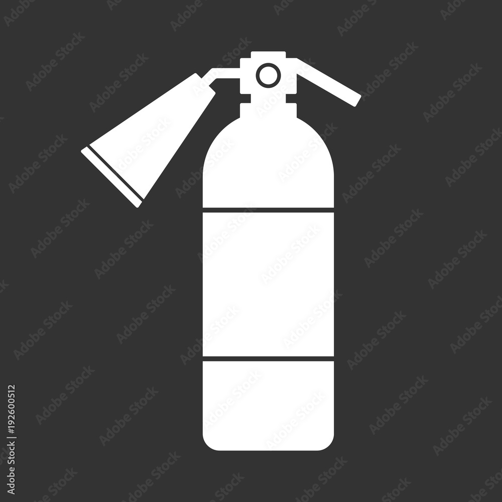 White fire extinguisher sign on black background. Vector. White fire extinguisher sign on black background. Vector.