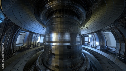 Fusion reactor Tokamak. Reaction chamber. Fusion power. 3D illustration photo