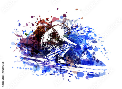 Vector color illustration of a skier