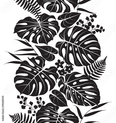 Tropical Leaves  Silhouette Pattern