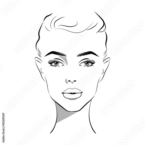 Beautiful woman face hand drawn vector illustration. Stylish original graphics portrait with beautiful young attractive girl model. Fashion, style, beauty. Graphic, sketch drawing. Sexy woman