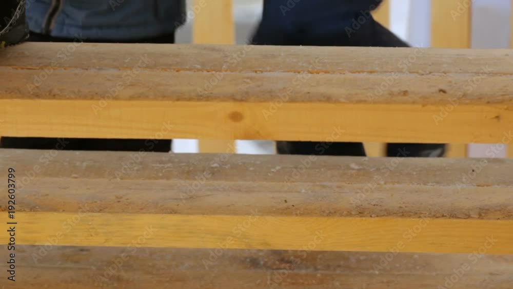 Children climbing up slide stairs at playground Children climbing up slide stairs at playground