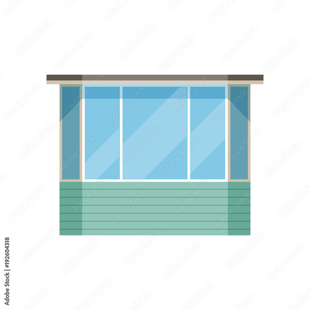 Glazed modern balcony vector Illustration on a white background