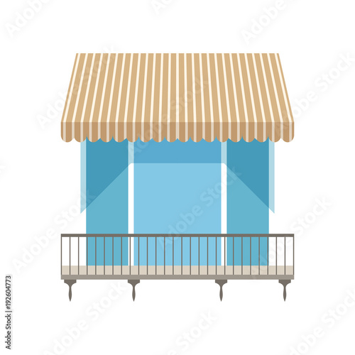 Balcony with shutters awning vector Illustration on a white background