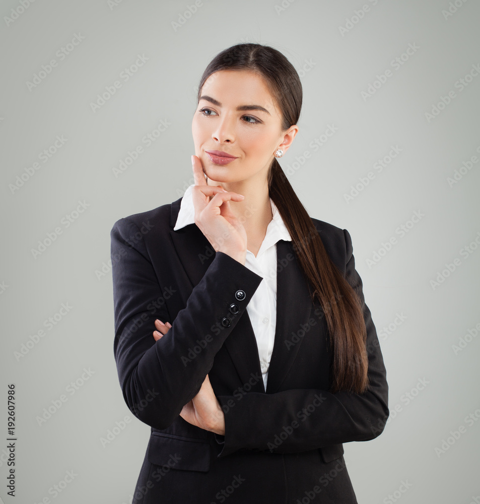 Business Woman in Suit Thinking. Idea, Business Planning and Strategy Concept Business Woman in Suit Thinking. Idea, Business Planning and Strategy Concept