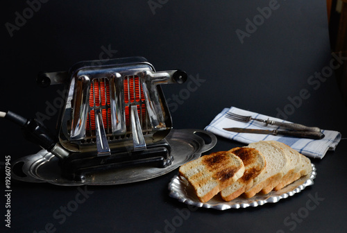 Vintage toaster - black background