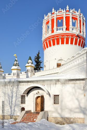 Novodevichy Convent, also known as Bogoroditse-Smolensky Monastery. Naprudnaya Tower. Moscow, Russia photo