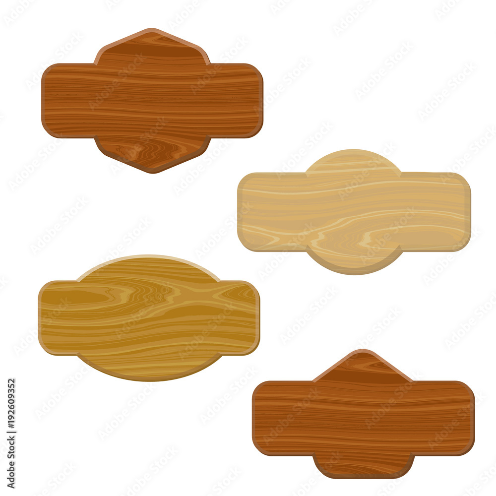 Various blank wooden signboard set. Isolated on white background. Vector illustration. Various blank wooden signboard set. Isolated on white background. Vector illustration.