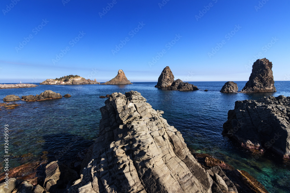 Sicily: Cyclopean Isles (Faraglioni) in Aci Trezza Sicily: Cyclopean Isles (Faraglioni) in Aci Trezza