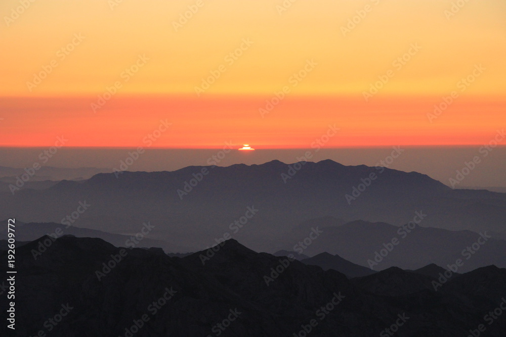 Sunset in high mountain. Spectacular view of the mountains. Sunset in high mountain. Spectacular view of the mountains.