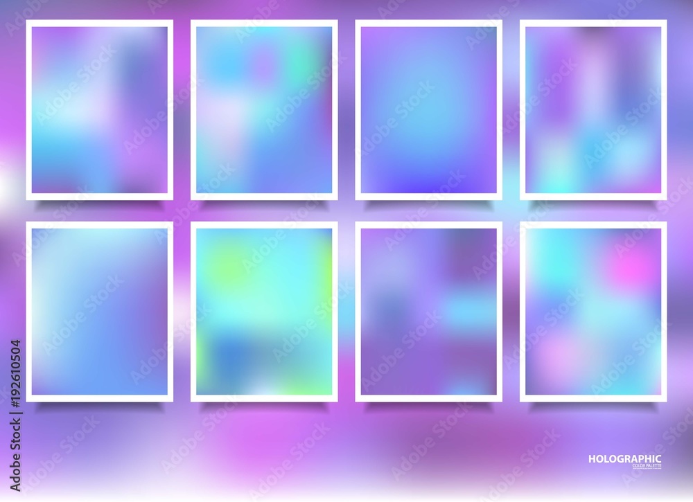 Fluid colors backgrounds set. Holographic effect.