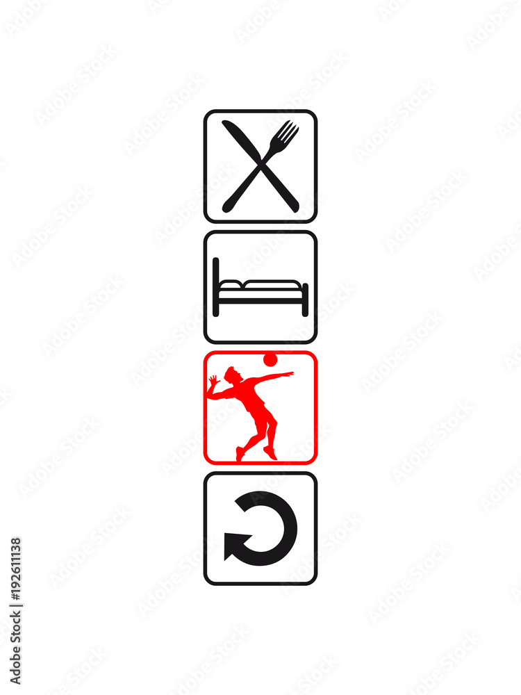 vertikal eat sleep repeat essen schlafen wiederholen mann junge sprung aufschlag silhouette schatten umriss cool Volleyball rund kreis ball spielen verein spaß sport logo design vertikal eat sleep repeat essen schlafen wiederholen mann junge sprung aufschlag silhouette schatten umriss cool Volleyball rund kreis ball spielen verein spaß sport logo design