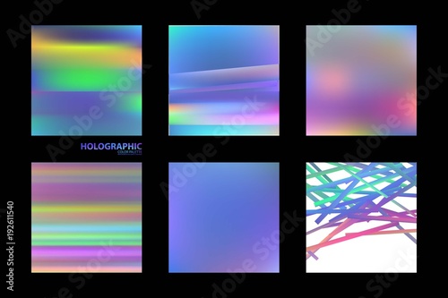 Fluid colors backgrounds set. Holographic effect.