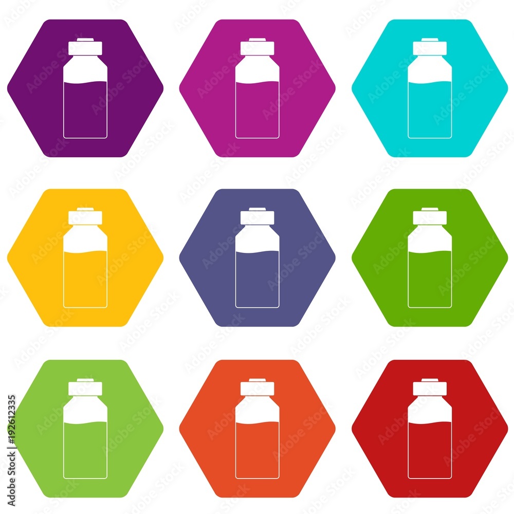 Medicine icon set color hexahedron Medicine icon set color hexahedron