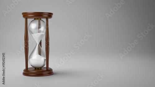 Wooden Hourglass on Gray Background