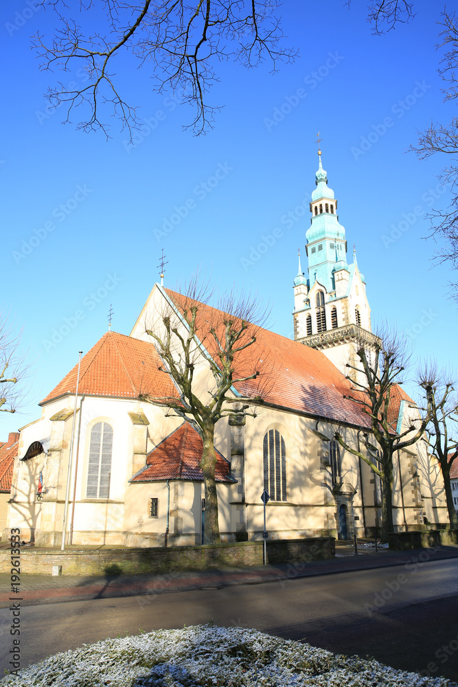 Historic Saint Johannes Evangelist Church in Sassenberg, Muensterland, Germany, baroque archicture, Kreis Warendorf