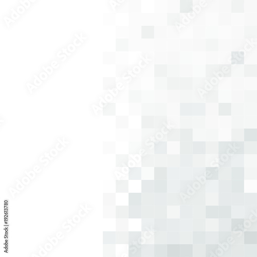 Abstract gray white background with mesh of squares. Mosaic. Geometric template. Digital style.