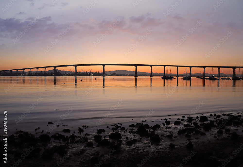The Sunrise over the Coronado Bridge in San Diego, California. The Sunrise over the Coronado Bridge in San Diego, California.
