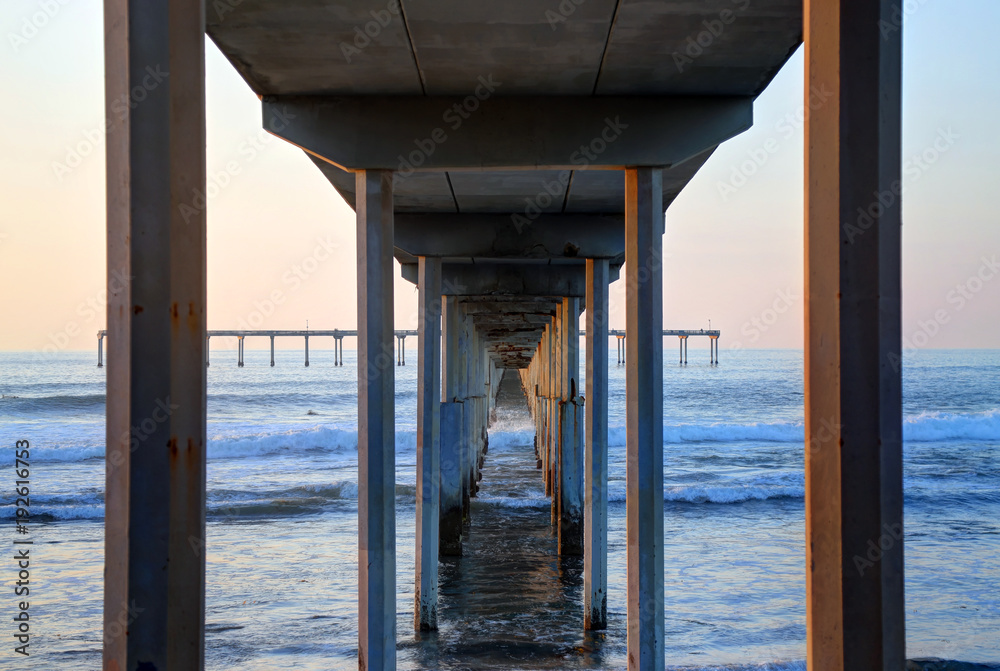 The sunset over the Ocean Beach Pier near San Diego, California.