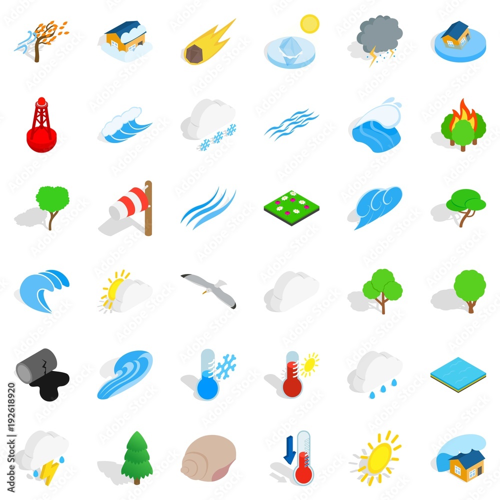 Obraz premium Calm nature icons set, isometric style