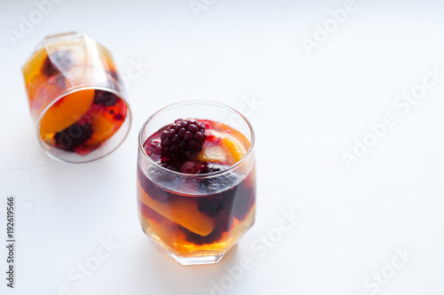 fruit jelly in serving glasses photo