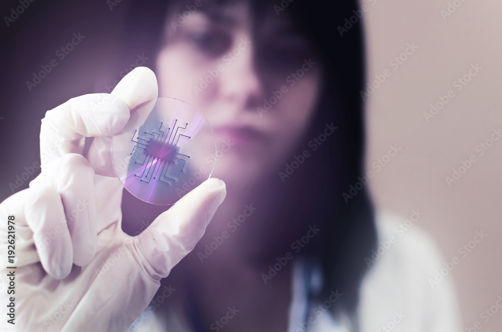 Doctor or scientist holds chip technology Doctor or scientist holds chip technology
