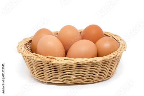 Eggs in the wicker basket o...