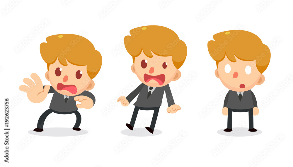 Set of tiny businessman character in actions. Shocked. Set of tiny businessman character in actions. Shocked.