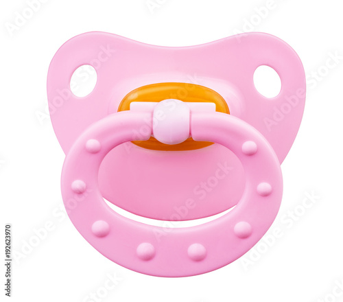 Pink orthodontic pacifier photo