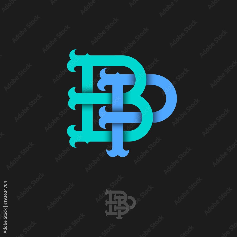 B and P monogram. B and P crossed letters, intertwined letters initials. B and P monogram. B and P crossed letters, intertwined letters initials.