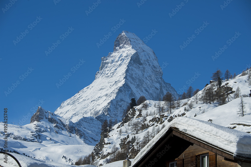 Matterhorn aus der Sicht von Zermatt, Wallis, Schweiz