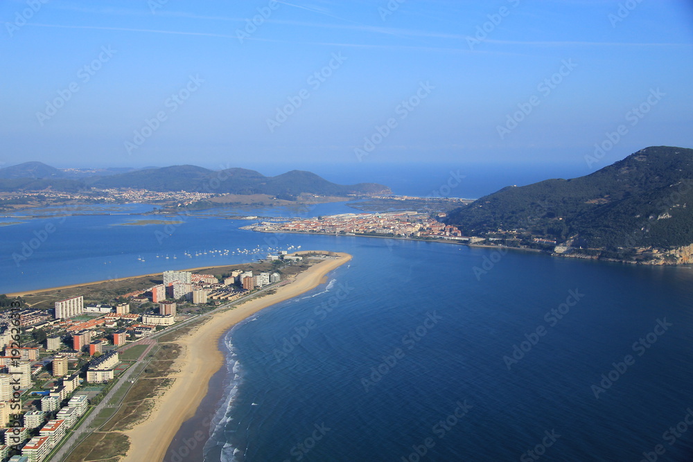 Aerial view of beach on the north coast of Spain.